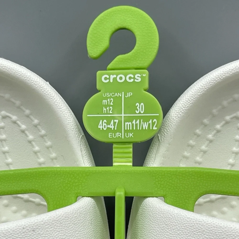 Crocs Men's 12 White‎ Slides Lightweight Classic Sandals V2 Sports Open Toe